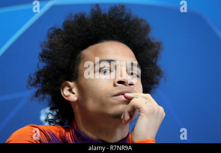 Von Manchester City Leroy Sane während der Pressekonferenz in der Stadt Football Academy, Manchester. Stockfoto