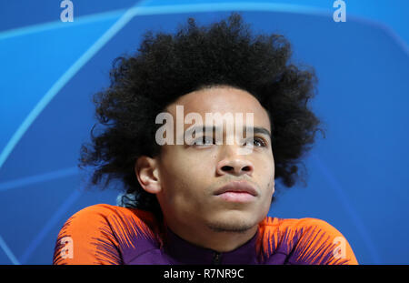 Von Manchester City Leroy Sane während der Pressekonferenz in der Stadt Football Academy, Manchester. Stockfoto