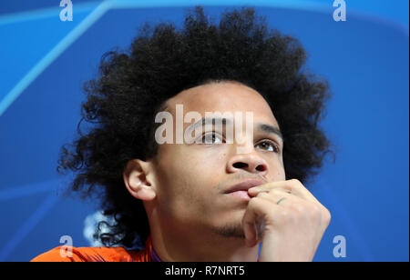 Von Manchester City Leroy Sane während der Pressekonferenz in der Stadt Football Academy, Manchester Stockfoto