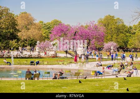 Frankreich, Paris, Bereich als Weltkulturerbe von der UNESCO, der Tuileries Garten im Frühjahr Stockfoto