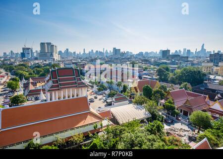 Thailand, Bangkok, Pom Präp Sattru Phai district, Panoramablick vom Wat Saket oder Goldenen Berg Tempel Stockfoto