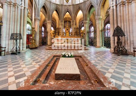 Frankreich, Calvados, Caen, Abbaye Aux Hommes, Saint Etienne Kirche, Grab von Wilhelm dem Eroberer Stockfoto