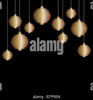 Vektor Zusammensetzung der golden Pixel kunst Christmas tree Ball Spielzeug. Weihnachten minimalistischen Hintergrund, Grußkarte für neues Jahr Stock Vektor