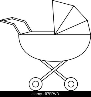 Baby Kinderwagen Symbol in Schwarz und Weiß Stock Vektor