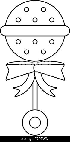 Baby maraca Symbol in Schwarz und Weiß Stock Vektor