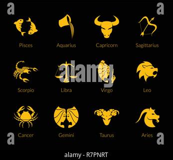 Vektor Einrichten von Zodiac Symbol Symbole Stock Vektor