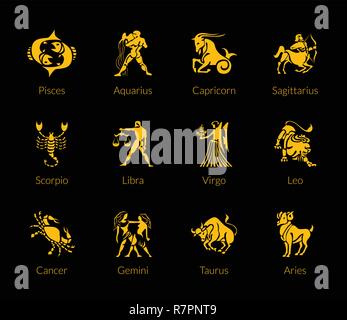 Vektor Einrichten von Zodiac Symbol Symbole Stock Vektor