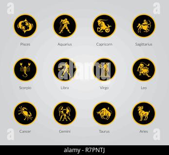 Vektor Einrichten von Zodiac Symbol Symbole Stock Vektor