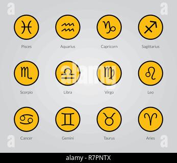 Vektor Einrichten von Zodiac Symbol Symbole Stock Vektor