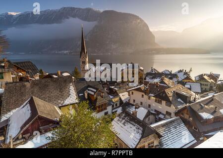 Österreich, Oberösterreich, Salzkammergut, als Weltkulturerbe von der UNESCO, Hallstatt Stadt Stockfoto