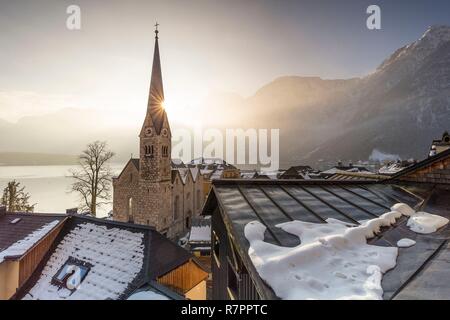 Österreich, Oberösterreich, Salzkammergut, als Weltkulturerbe von der UNESCO, Hallstatt Stadt Stockfoto