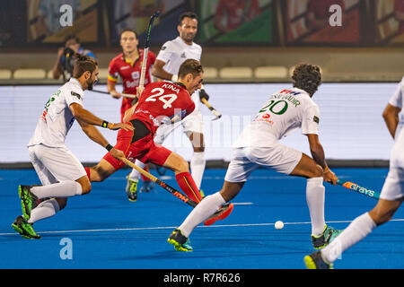 Bhubaneswar, Indien. 11. Dez 2018. Odisha's Hockey Männer Wm Bhubaneswar 2018. Veranstaltungsort: Kalinga Stadion. Antoine Kina während des Spiels Belgien Pakistan vs. Credit: Pro Schüsse/Alamy leben Nachrichten Stockfoto