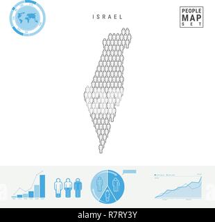 Israel Menschen auf das Symbol Karte. Stylized Vector Silhouette von Israel. Bevölkerungswachstum und Überalterung Infografiken Stock Vektor