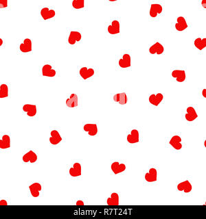 Nahtlose Muster für den Valentinstag. Süße hand Herz auf weißem Hintergrund Stockfoto