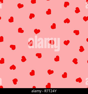 Nahtlose Muster für den Valentinstag. Süße hand Herzen auf rosa Hintergrund gezeichnet Stockfoto