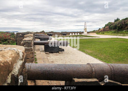 Batterie von San Antonio Fort Ruinen - Ancud, Insel Chiloe, Chile Stockfoto