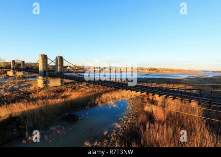 Frankreich, Bouches-du-Rhone, Mallemort, Alte Hängebrücke (19.) Auf der Durance Stockfoto