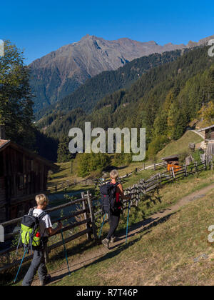 Wanderer, Leiter Alm, Algund bei Meran, Region Süd Tyrol-Bolzano, Italien, Europa Stockfoto