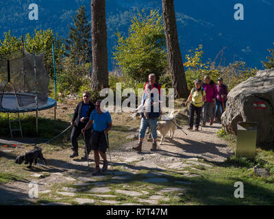 Wanderer, Leiter Alm, Algund bei Meran, Region Süd Tyrol-Bolzano, Italien, Europa Stockfoto