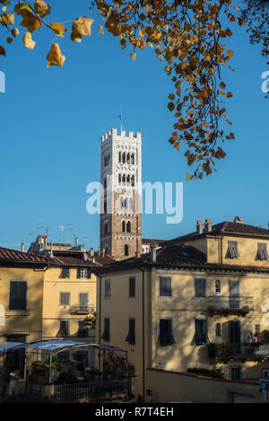 Lucca. St. Martino der Glockenturm der Kathedrale von Stadtmauern Stockfoto