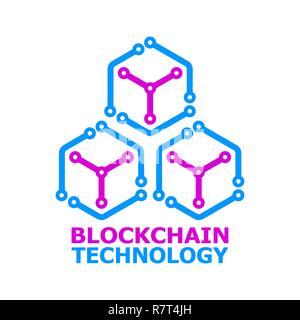 Blockchain Vektor bunte logo-Element auf weißem Hintergrund. Stock Vektor