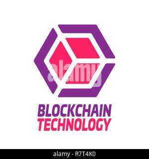 Blockchain Technologie - Vektor logo template Konzeption Illustration. Geometrisch-abstrakte Geschäft Zeichen. Digitale crypto Währung kreative Symbol. Grafik Design Element. EPS 10. Stock Vektor