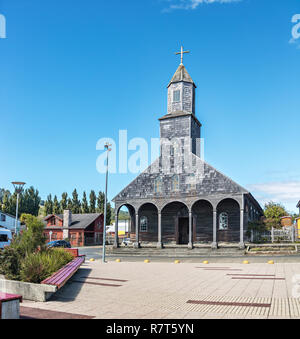 Kirche von Achao - Insel Chiloe, Chile Stockfoto