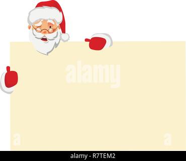 Santa Claus Holding Big Banner. Weihnachten leer Werbebanner. Santa Claus Vector Illustration. Stock Vektor