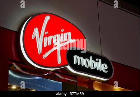 Montreal, Kanada, 10. Dezember, 2018. Virgin Mobile Store anmelden. Credit: Mario Beauregard/Alamy leben Nachrichten Stockfoto