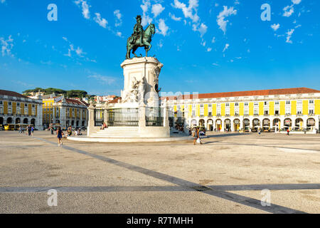 Praça do Comercio und König Jose ich Reiterstatue, Baixa, Lissabon, Portugal Stockfoto