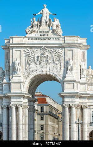 Arco da Rua Augusta Triumphbogen, Praça do Comercio, Baixa, Lissabon, Portugal Stockfoto