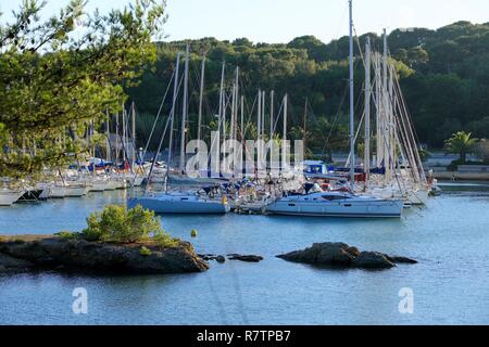 Frankreich, Var, Six Fours Strände, Archipel des Embiez, La Tour Fondue Insel Saint Pierre Port Stockfoto