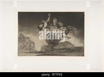 Platte 10 aus der 'isparates': Das Pferd Entführer. Artist: Goya (Francisco de Goya y Lucientes) (Spanisch, Fuendetodos 1746-1828 Bordeaux). Abmessungen: Platte: 9 5/8 x 13 3/4 in. (24,5 × 35 cm) Blatt: 13 1/16 x 17 9/16 in. (33,1 × 44,6 cm). Serie/Portfolio: Los Disparates (Los Proverbios). Datum: Ca. 1816-23 (veröffentlicht 1864). Von der posthumen Erstausgabe von der Academia de San Fernando in Madrid im Jahre 1864 veröffentlicht unter dem Titel "Los Proverbios". Museum: Metropolitan Museum of Art, New York, USA. Stockfoto