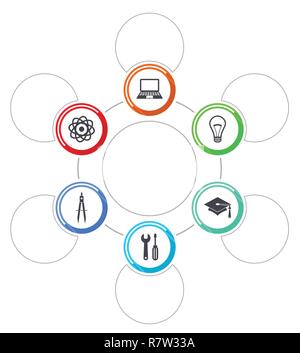 Infografik vector Template für Präsentation, Grafik, Diagramm, Grafik, Bildung, Wirtschaft, Technologie, Bildung, Wissenschaft, Studium Konzept mit 6-Optionen Stock Vektor