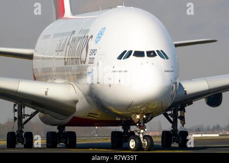 Frankreich, Val d'Oise, Paris Charles de Gaulle Airport, Airbus A380 Stockfoto