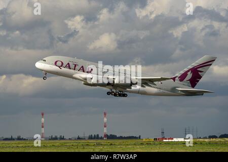 Frankreich, Val d'Oise, Paris Charles de Gaulle Airport, Airbus A380 Stockfoto