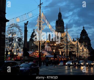 Glasgow George Square Weihnachtsmarkt Stockfoto