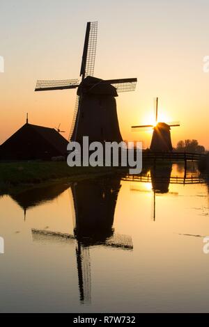 Niederlande, Südholland Provinz, Region, Oterleek Leeghwater, Windmühlen auf Schermer Polder Stockfoto