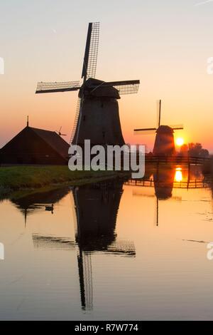 Niederlande, Südholland Provinz, Region, Oterleek Leeghwater, Windmühlen auf Schermer Polder Stockfoto