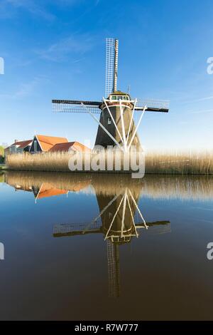 Niederlande, Südholland Provinz, Region, Oterleek Leeghwater, Windmühle auf Schermer Polder Stockfoto