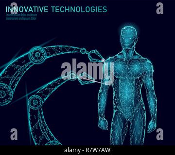 Abstrakte menschliche Körper Anatomie. DNA Engineering Science innovation Technologie. Genom Gesundheit Forschung Gentherapie Medizin Low Poly 3D-Render polygonalen Geometrische virtuelle Realität Vector Illustration Stock Vektor