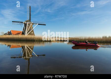 Niederlande, Südholland Provinz, Region, Oterleek Leeghwater, Windmühle auf Schermer Polder Stockfoto