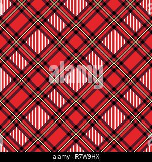 Menzies tartan red Kilt diagonal Stoff Textur nahtlose Muster. Vector Illustration. EPS 10. Stock Vektor