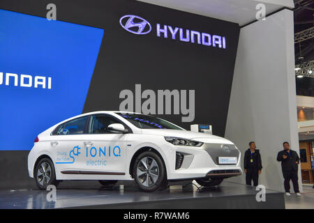 NONTHABURI - 28. NOVEMBER: Hyundai IONIQ Elektroauto auf der 35th Thailand International Motor Expo am 28. November 2018 in Pusan, Thai Stockfoto