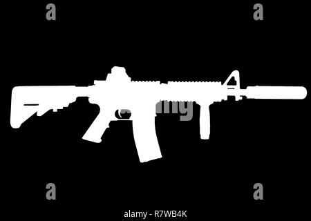 M4 mit Suppressordiode - Special forces Gewehr schwarze Silhouette Stockfoto