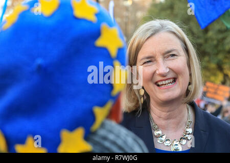 Westminster, London, 11. Dezember 2018. Sarah Wollaston, Konservative MP für Totnes, Chats zu Anti-Brexit Demonstranten in Westminster. Credit: Imageplotter Nachrichten und Sport/Alamy leben Nachrichten Stockfoto