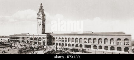 Die San Francisco Ferry Building, The Embarcadero, San Francisco, Kalifornien, Vereinigte Staaten von Amerika, c 1915. Von wunderbaren Kalifornien, veröffentlicht 1915. Stockfoto