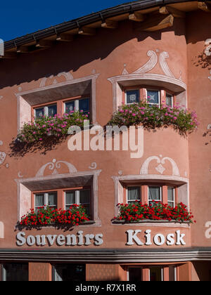 Mainstreet in Santa Maria, Val Müstair-Münster Tal, Engadin, Graubünden, Schweiz Stockfoto