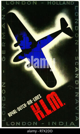 Royal Dutch KLM-Vintage Travel Poster Stockfoto