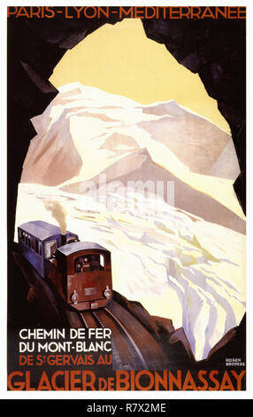 Chemin De Fer Du Mont Blanc - Vintage Travel Poster Stockfoto